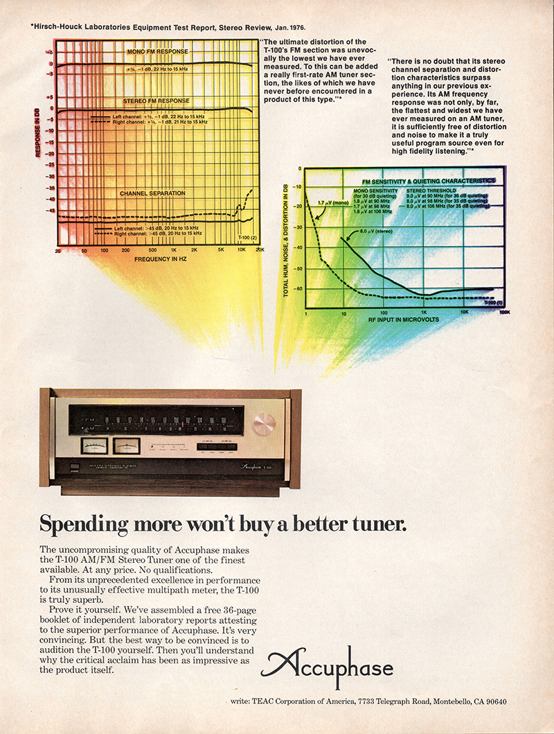 Accuphase advertisement in Audio, August 1976