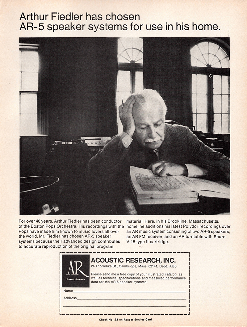 Acoustic Research advertisement in Audio, May 1971