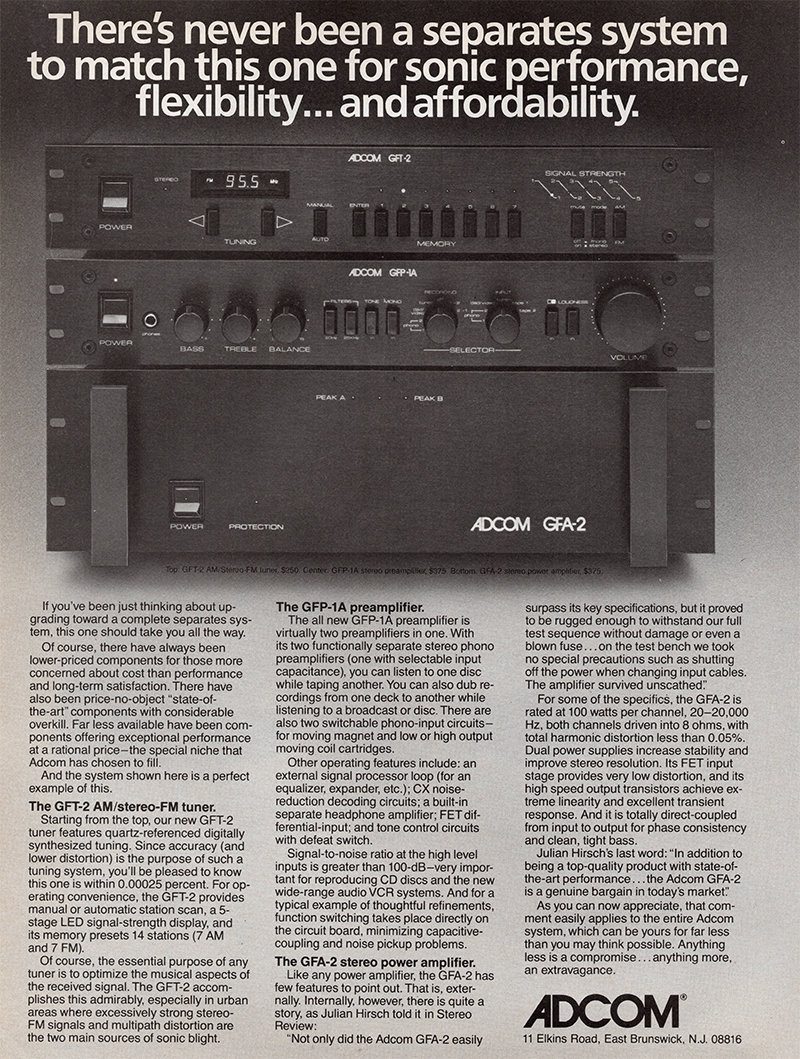 Adcom advertisement in Audio, October 1983