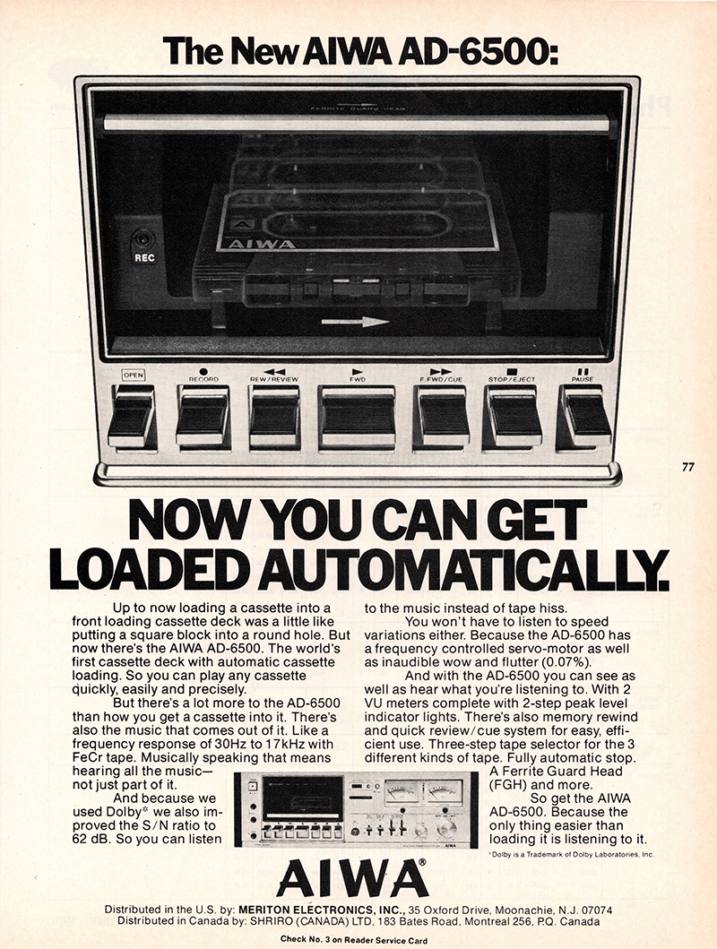 Aiwa advertisement in Audio, October 1976