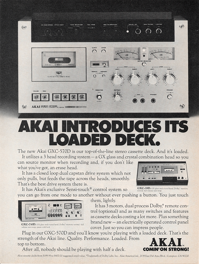 Akai advertisement in Audio, May 1976