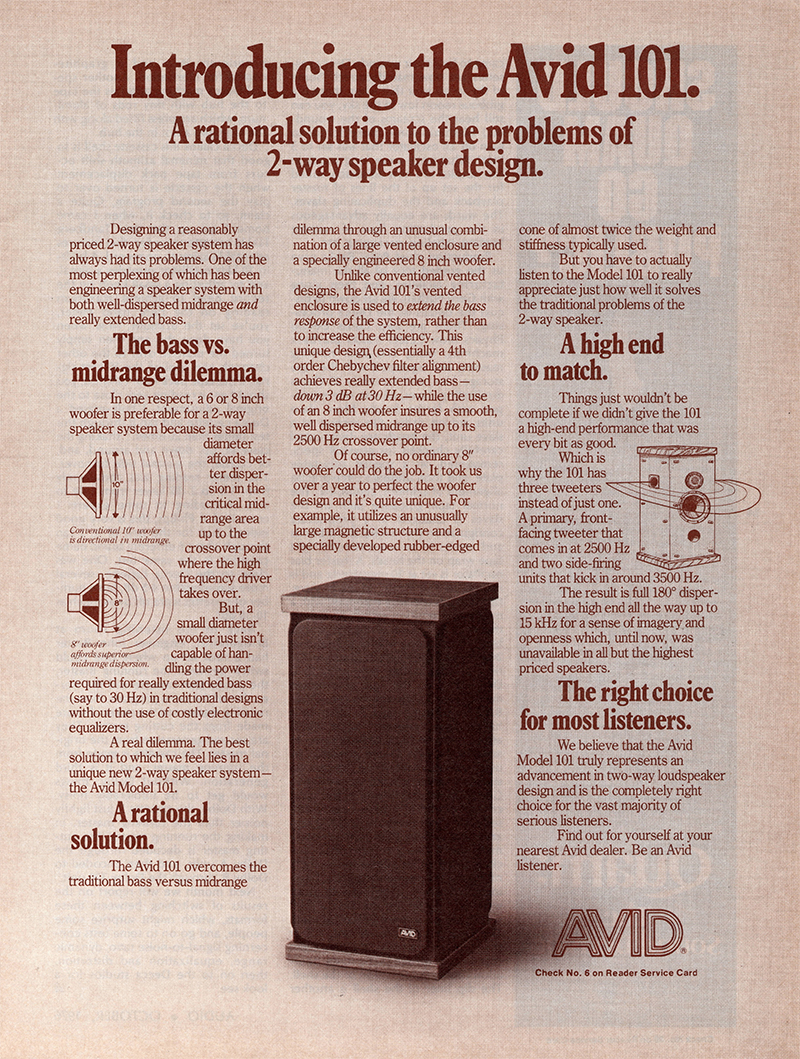 Avid advertisement in Audio, October 1976