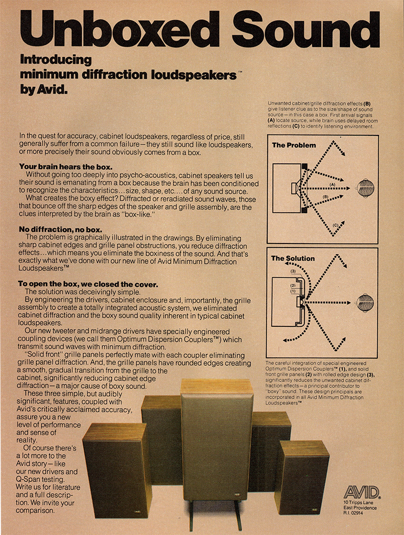 Avid advertisement in Audio, October 1978