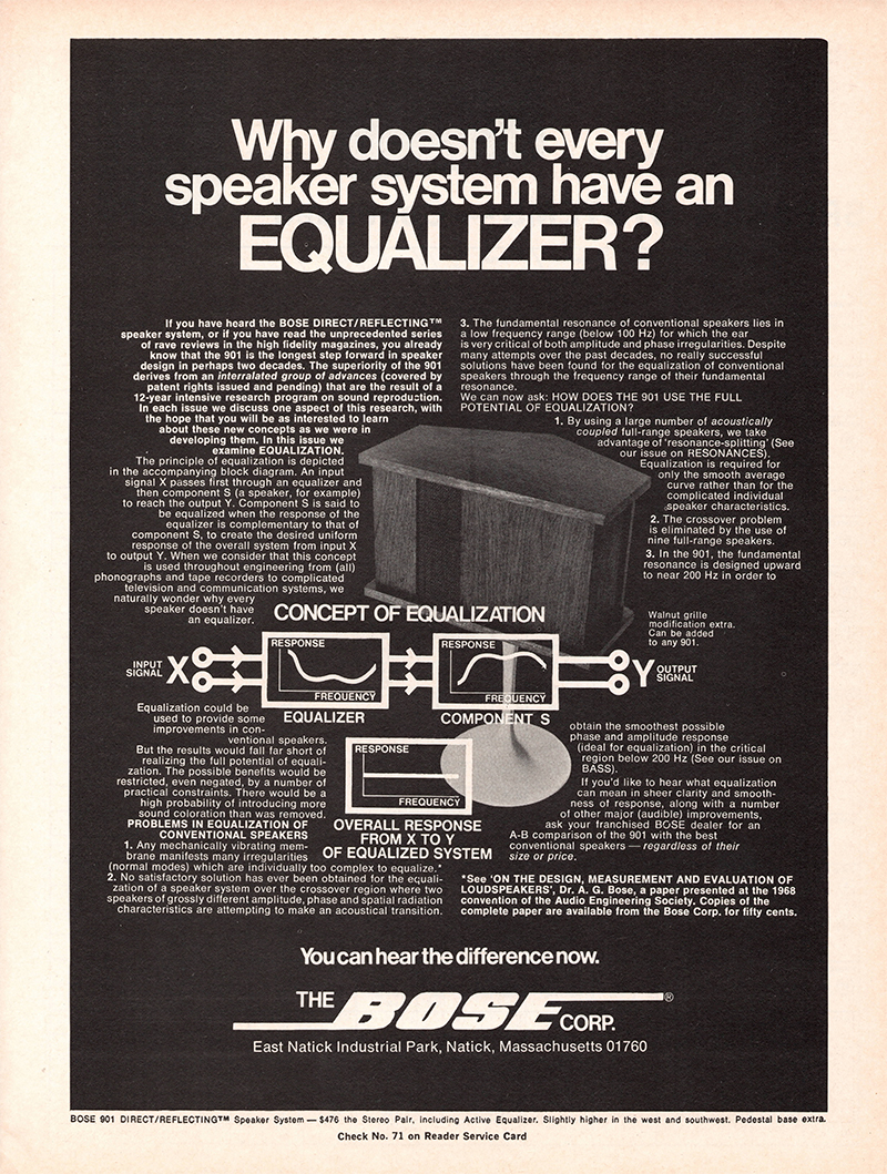 Bose advertisement in Audio, September 1970