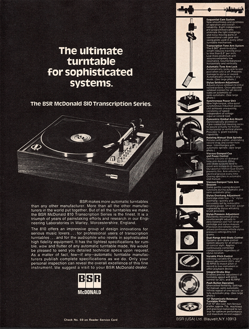 BSR advertisement in Audio, September 1972