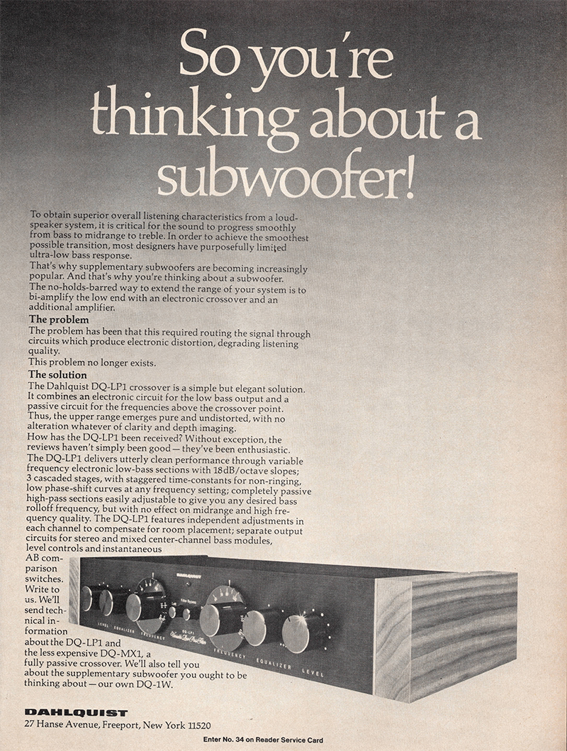 Dahlquist advertisement in Audio, October 1978