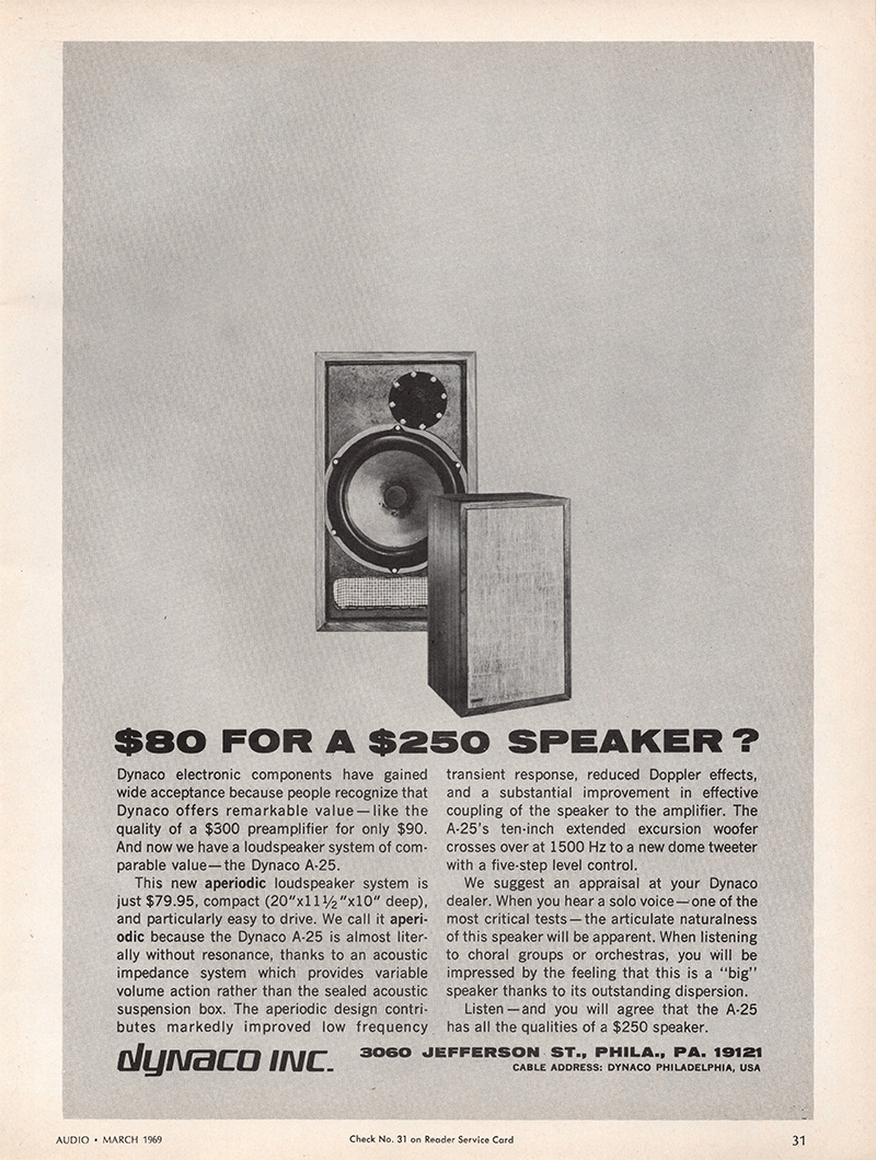 Dynaco advertisement in Audio, June 1969