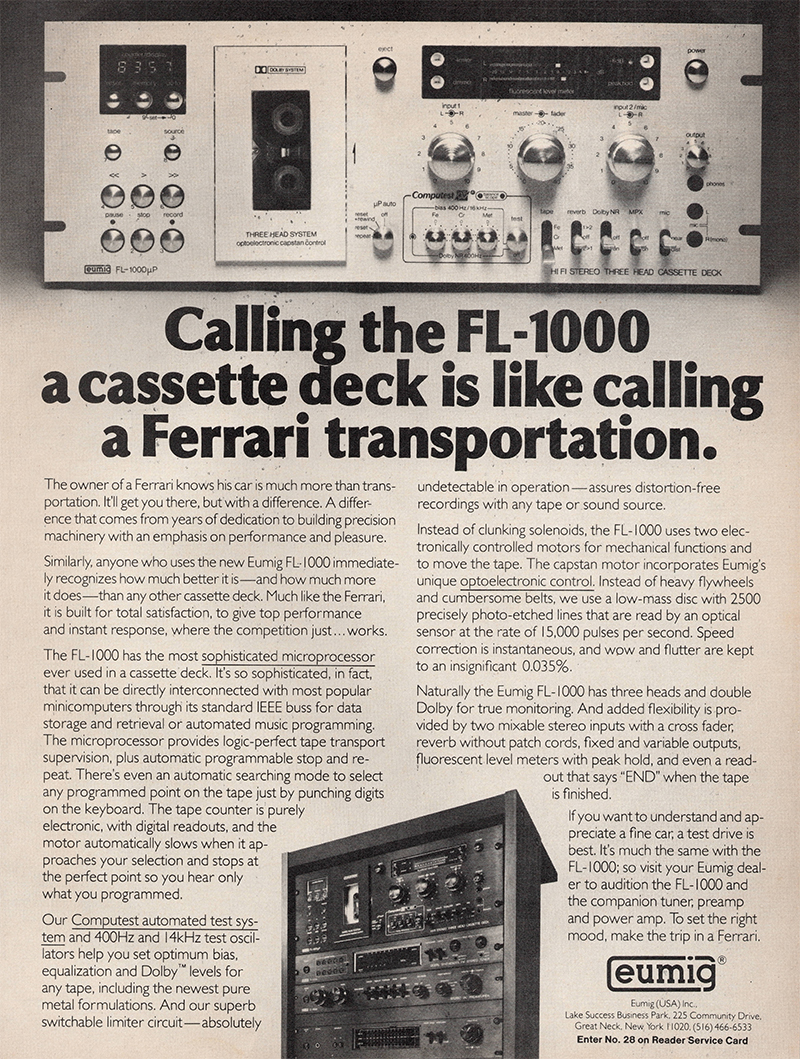 Eumig advertisement in Audio, October 1979