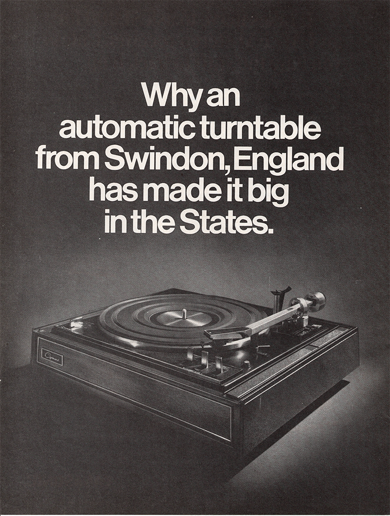 Garrard advertisement in Audio, December 1969
