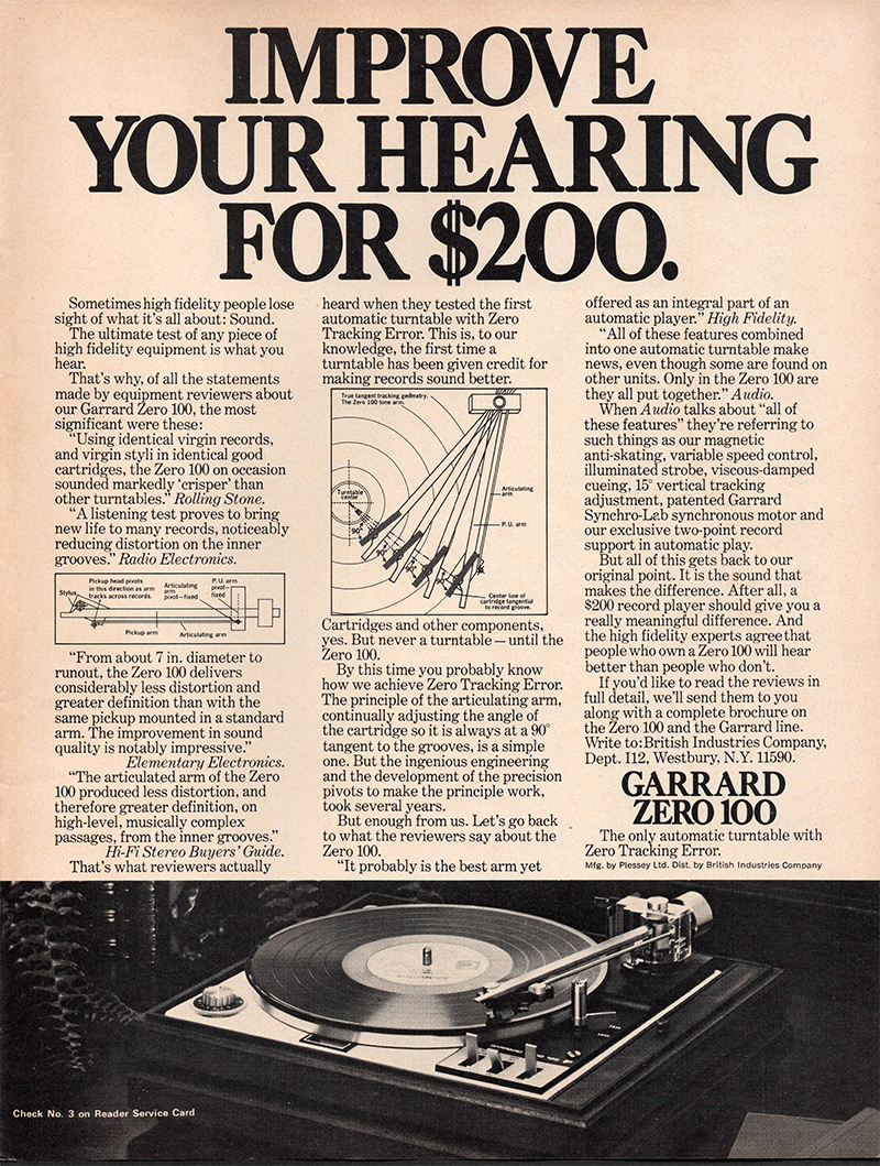 Garrard advertisement in Audio, September 1972