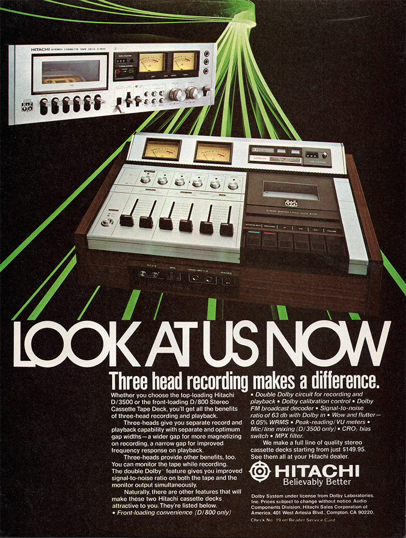 Hitachi advertisement in Audio, December 1976