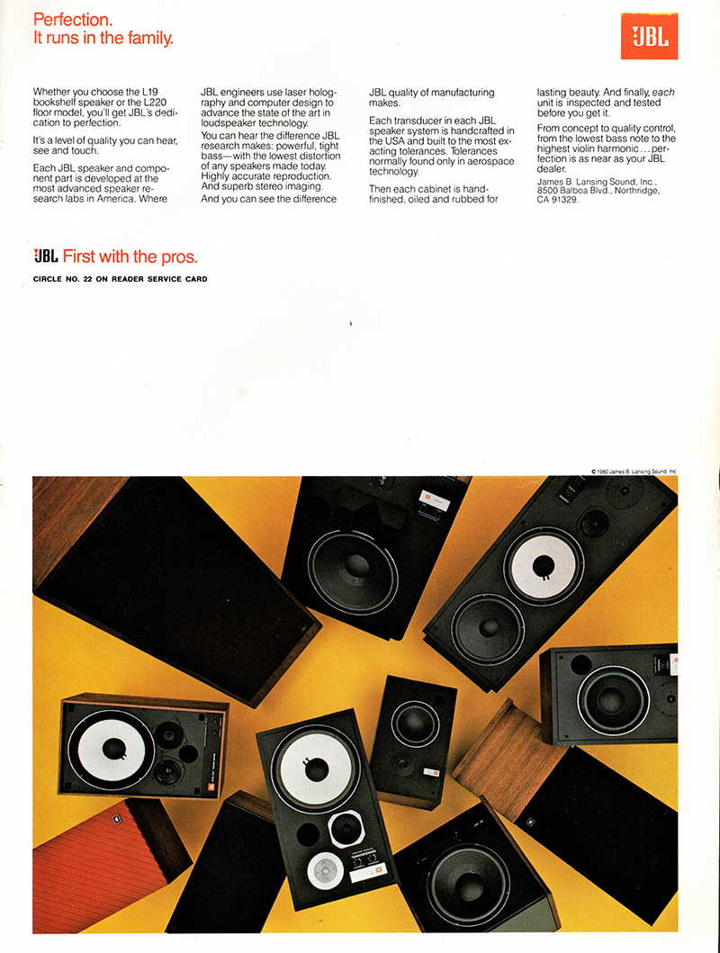 JBL advertisement in Stereo Review, October 1981