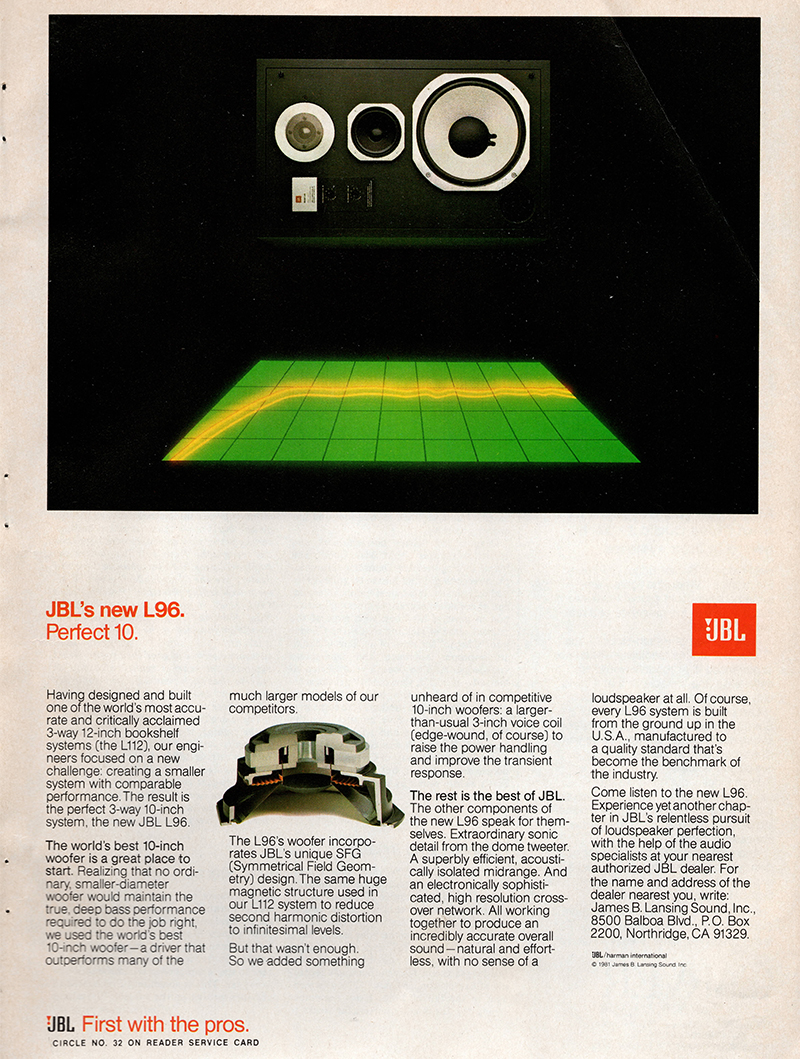 JBL advertisement in Stereo Review, November 1981