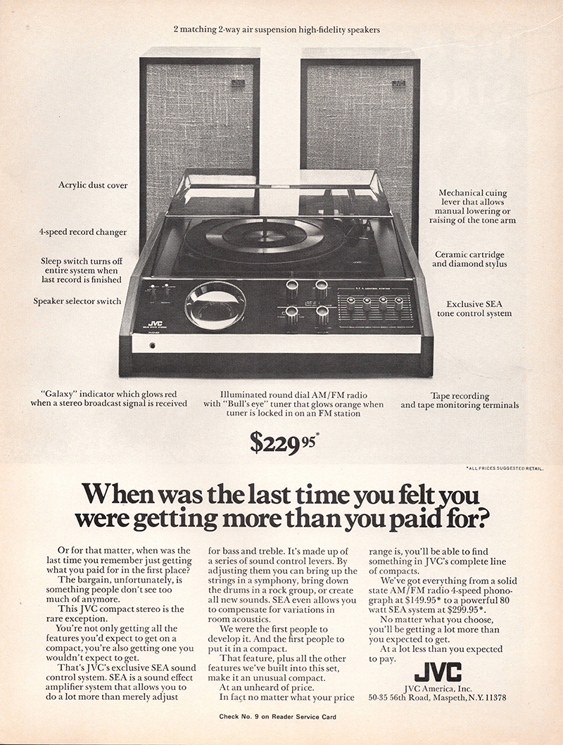 JVC advertisement in Audio, September 1971
