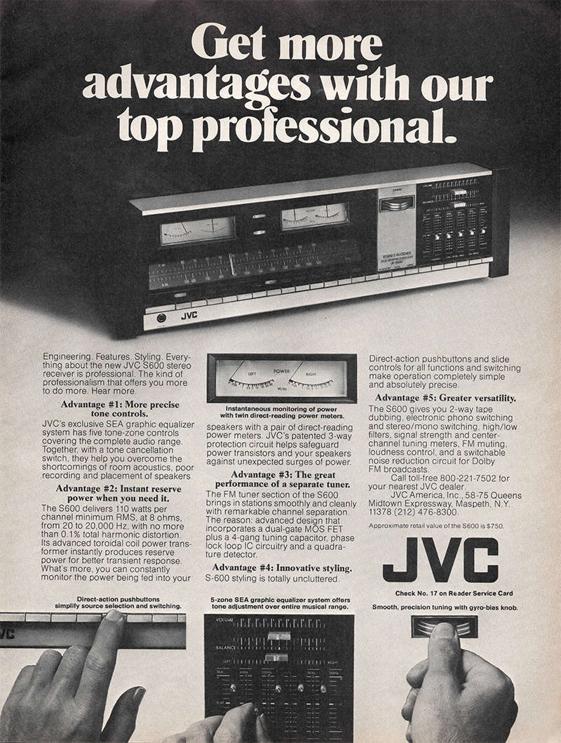 JVC advertisement in Audio, August 1976