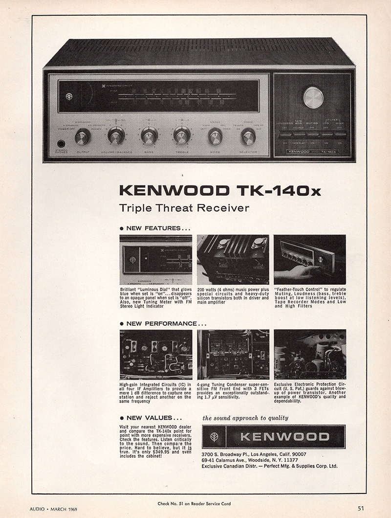 Kenwood advertisement in Audio, March 1969