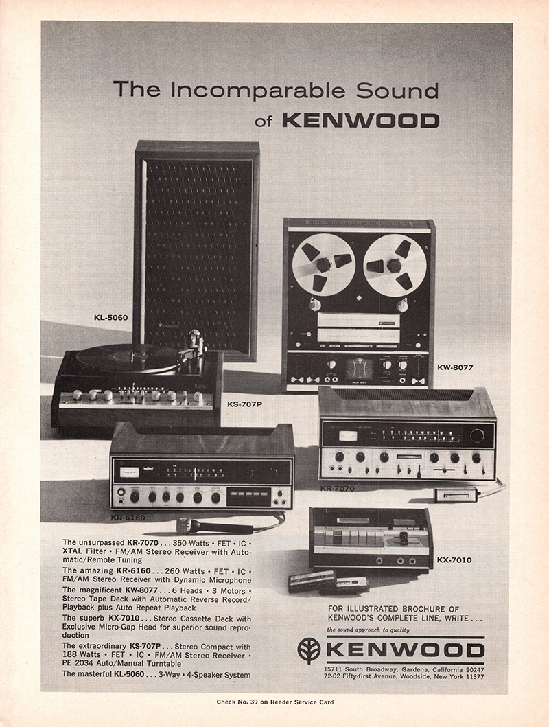 Kenwood advertisement in Audio, September 1970