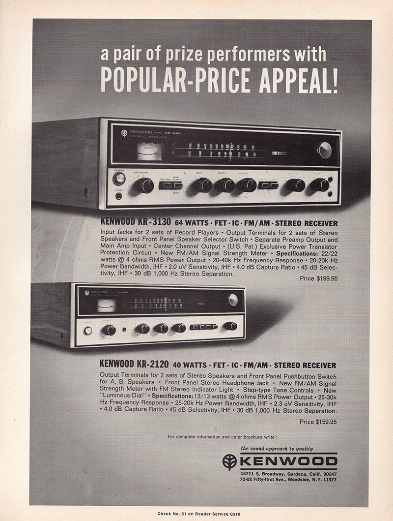 Kenwood advertisement in Audio, November 1970