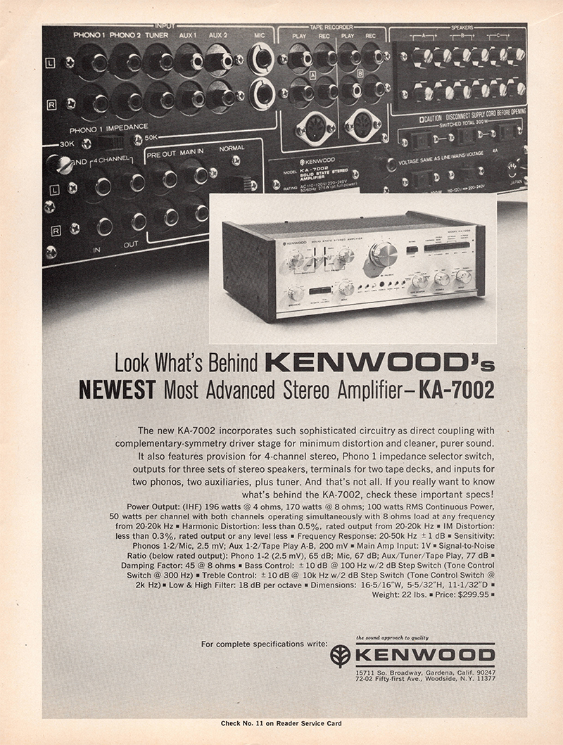 Kenwood advertisement in Audio, April 1971