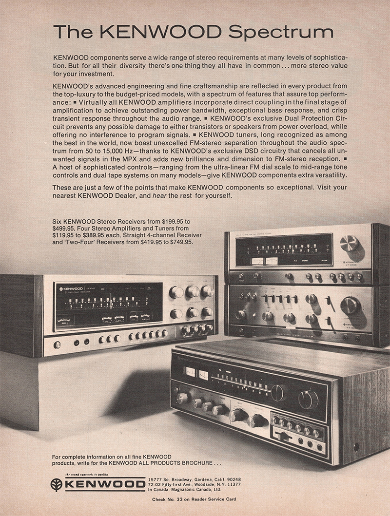Kenwood advertisement in Audio, September 1973