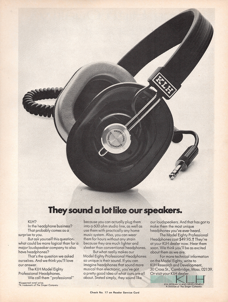 KLH advertisement in Audio, September 1971