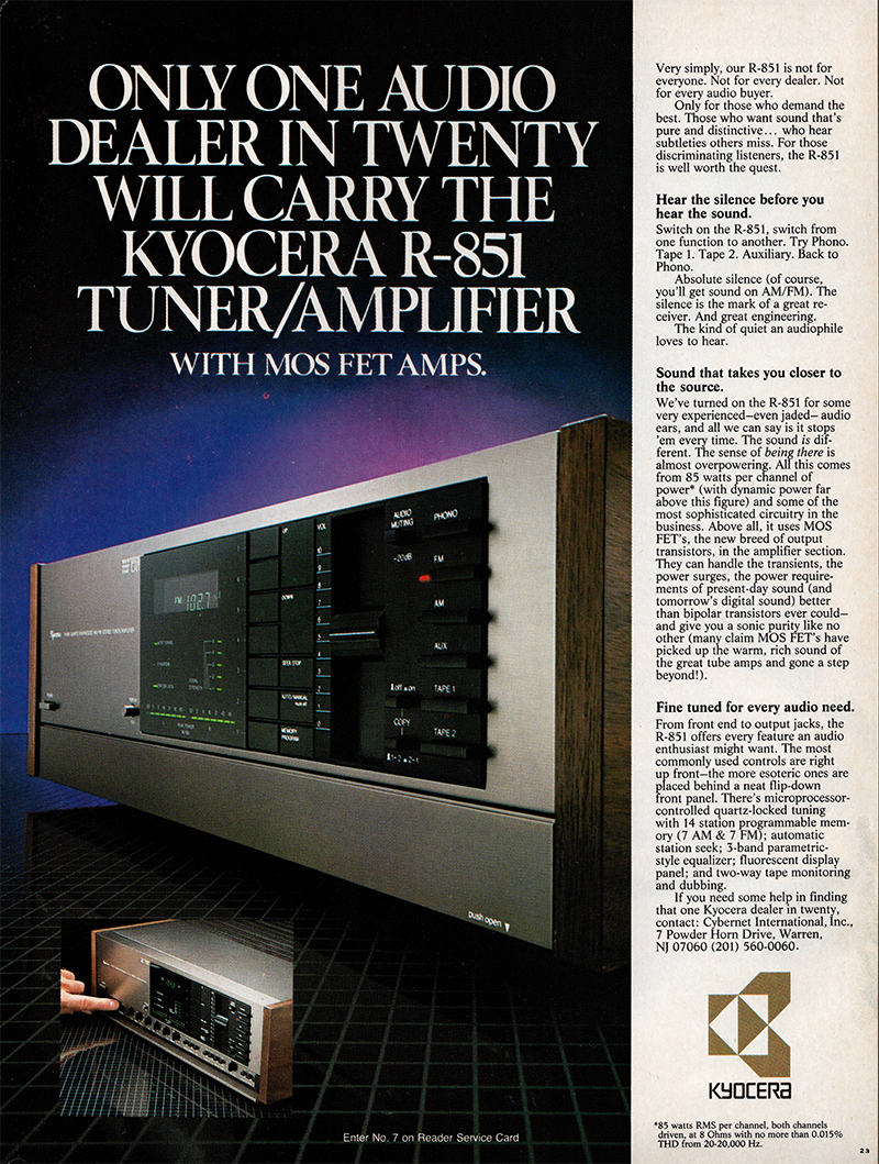 Kyocera advertisement in Audio, March 1983