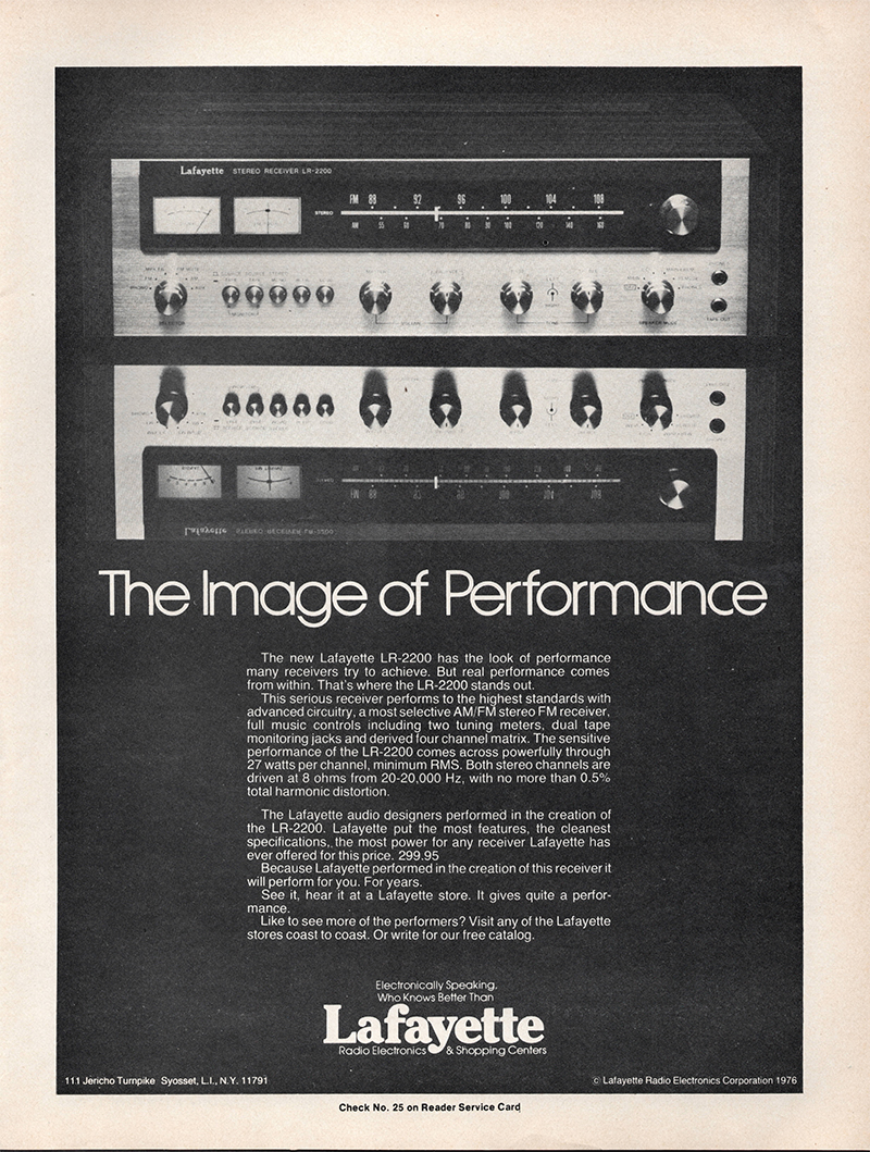 Lafayette advertisement in Audio, February 1976