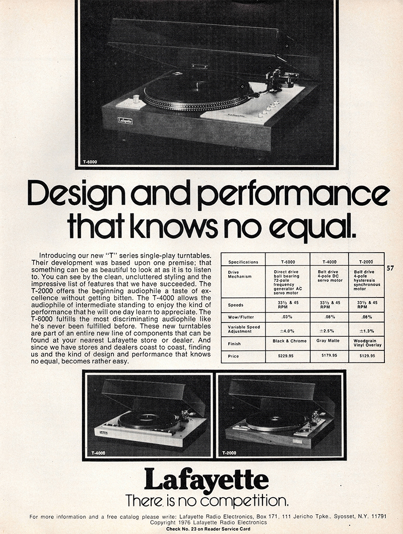 Lafayette advertisement in Audio, December 1976
