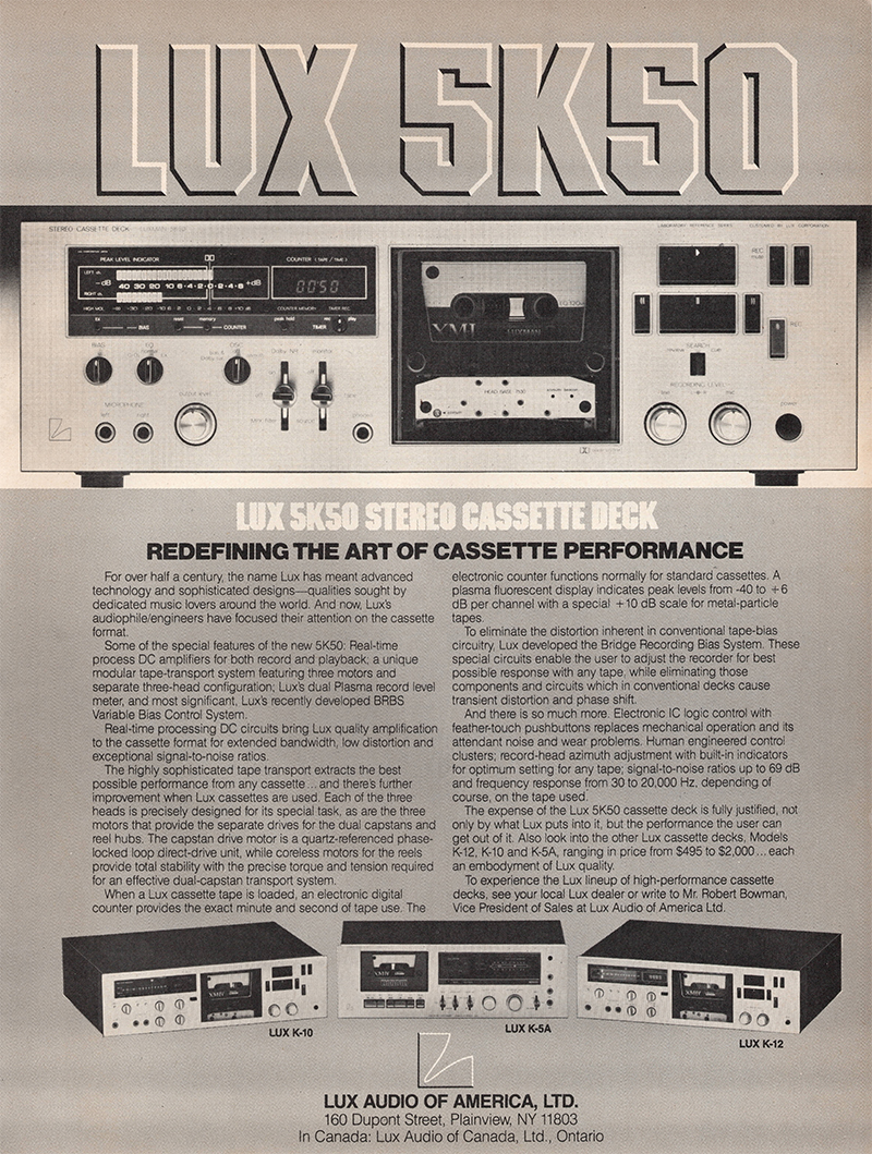Lux advertisement in Audio, October 1979