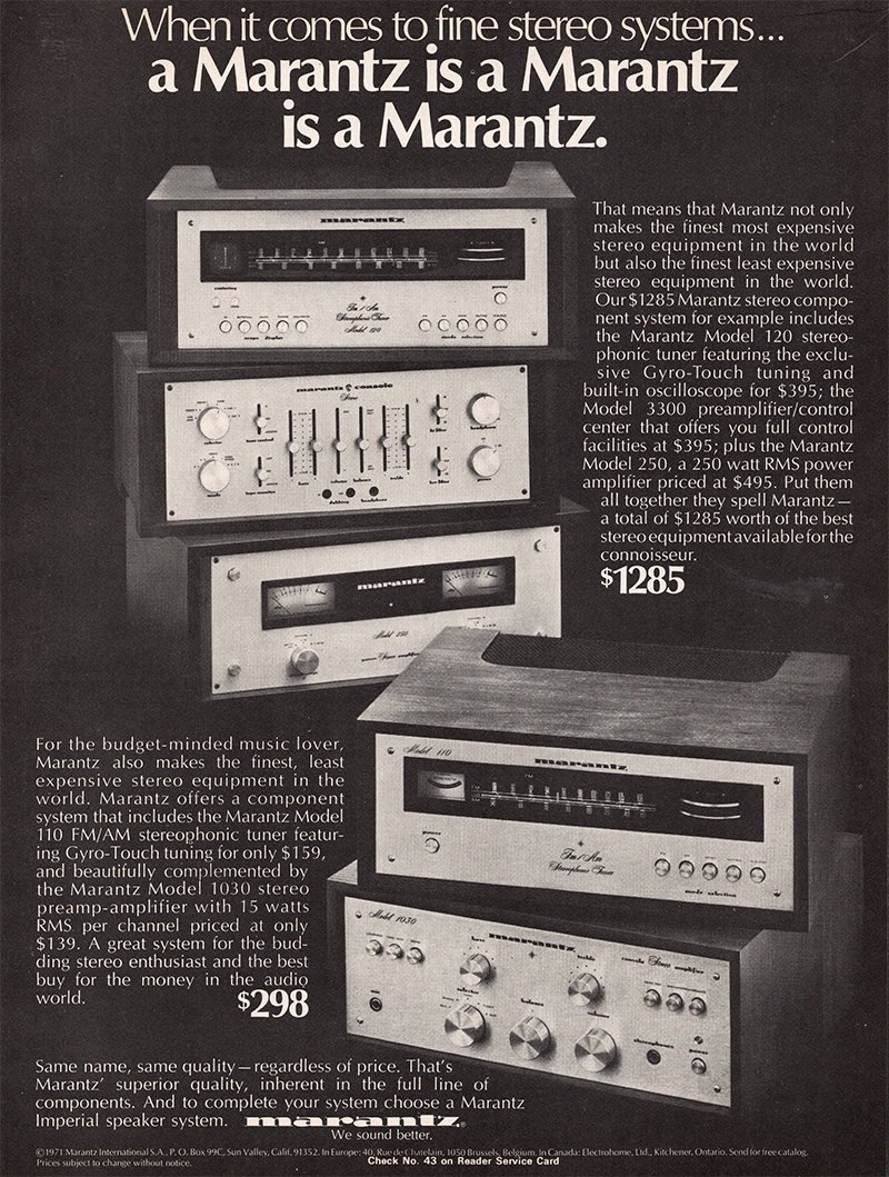 Marantz advertisement in Audio, November 1971
