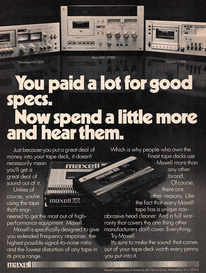 Maxell advertisement in Audio, October 1978