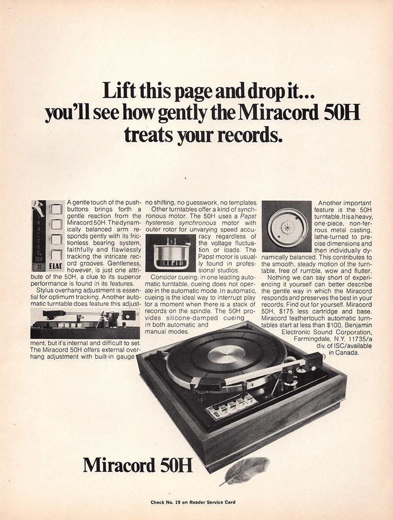 Miracord advertisement in Audio, March 1971