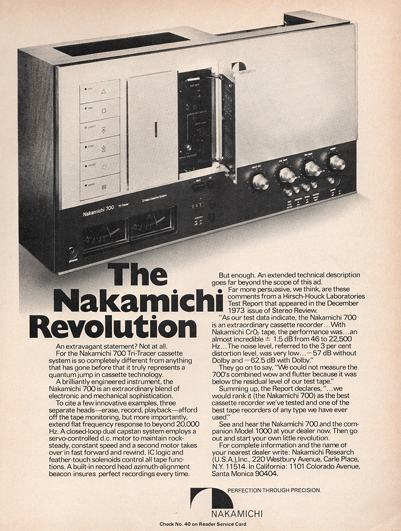Nakamichi advertisement in Audio, October 1975