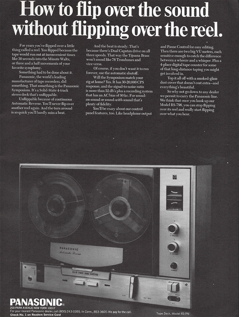 Panasonic advertisement in Audio, November 1969