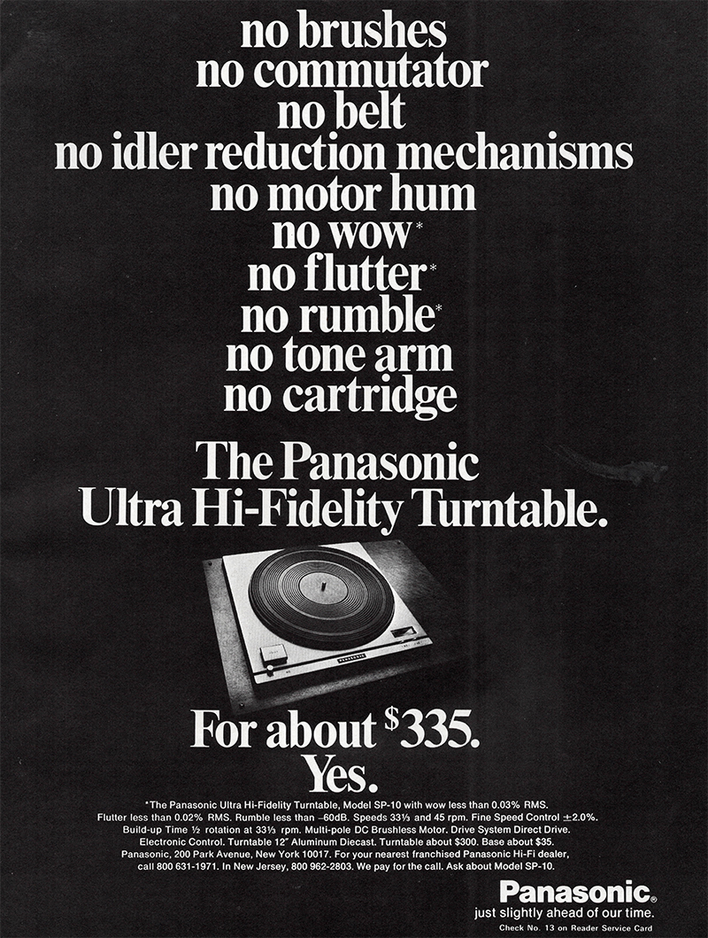 Panasonic advertisement in Audio, October 1971