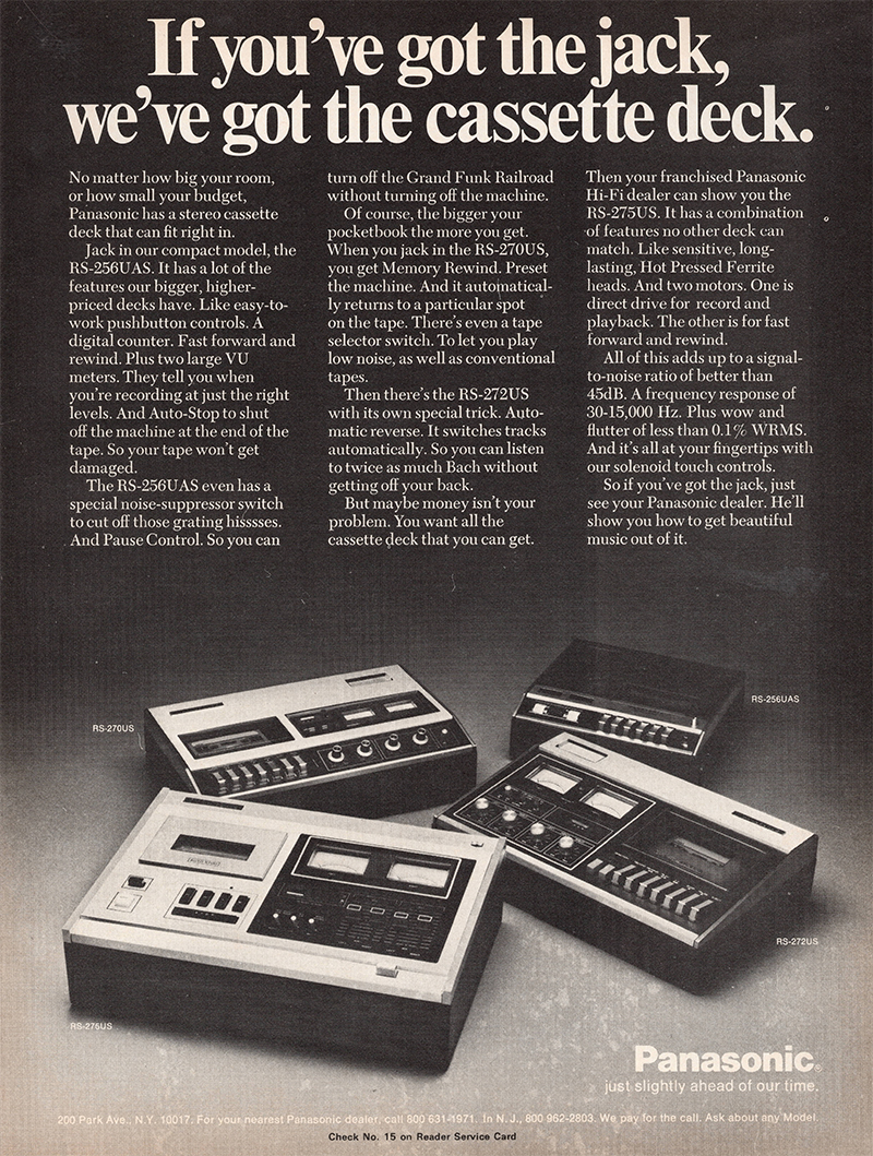 Panasonic advertisement in Audio, December 1971
