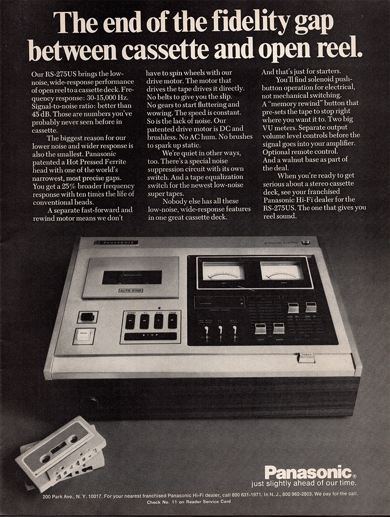 Panasonic advertisement in Audio, January 1972