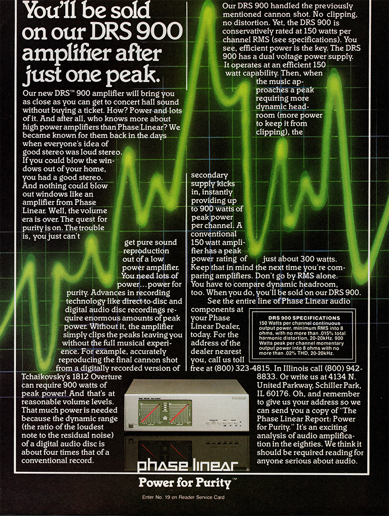 Phase Linear advertisement in Audio, June 1983