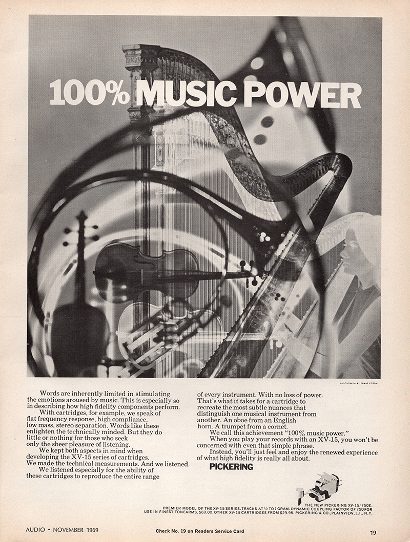Pickering advertisement in Audio, November 1969