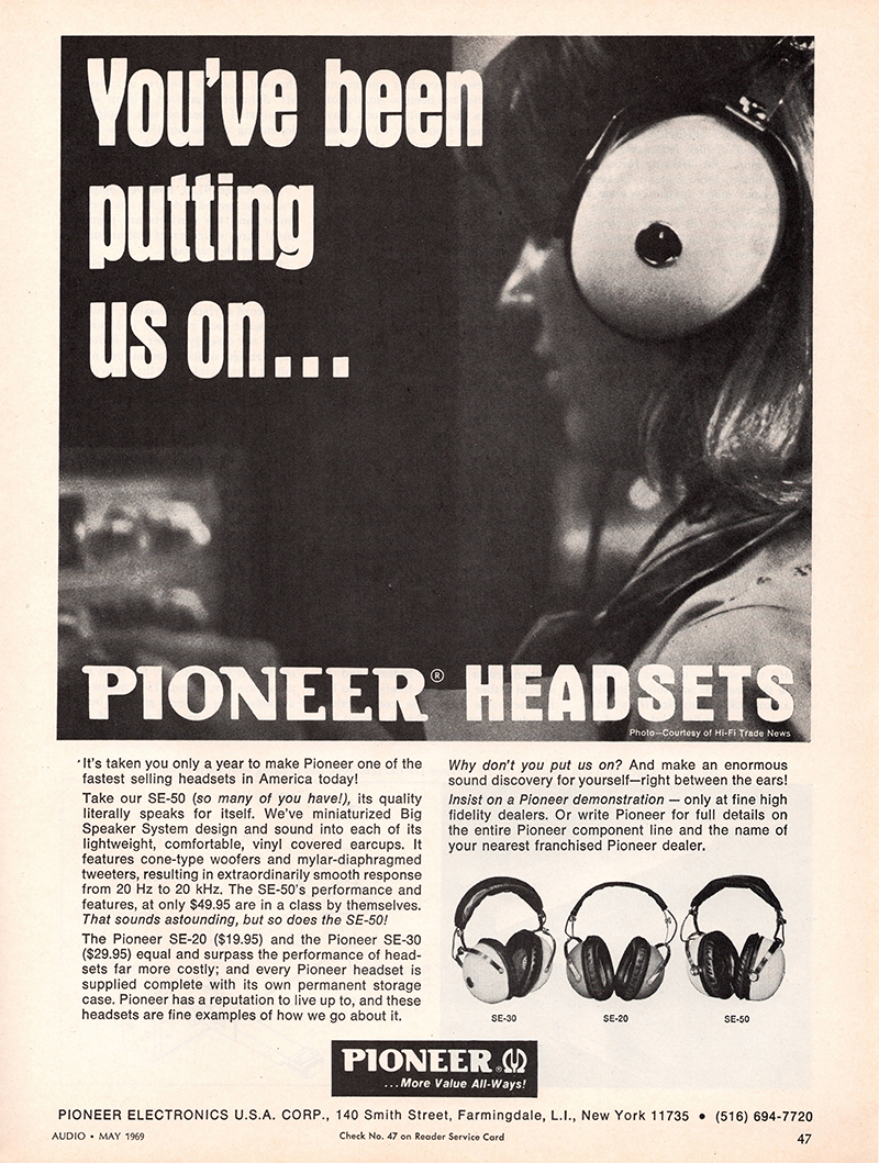 Pioneer advertisement in Audio, May 1969