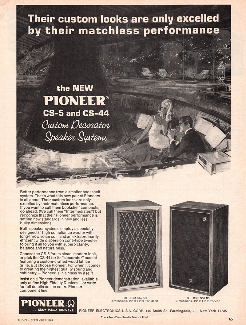 Pioneer advertisement in Audio, September 1969