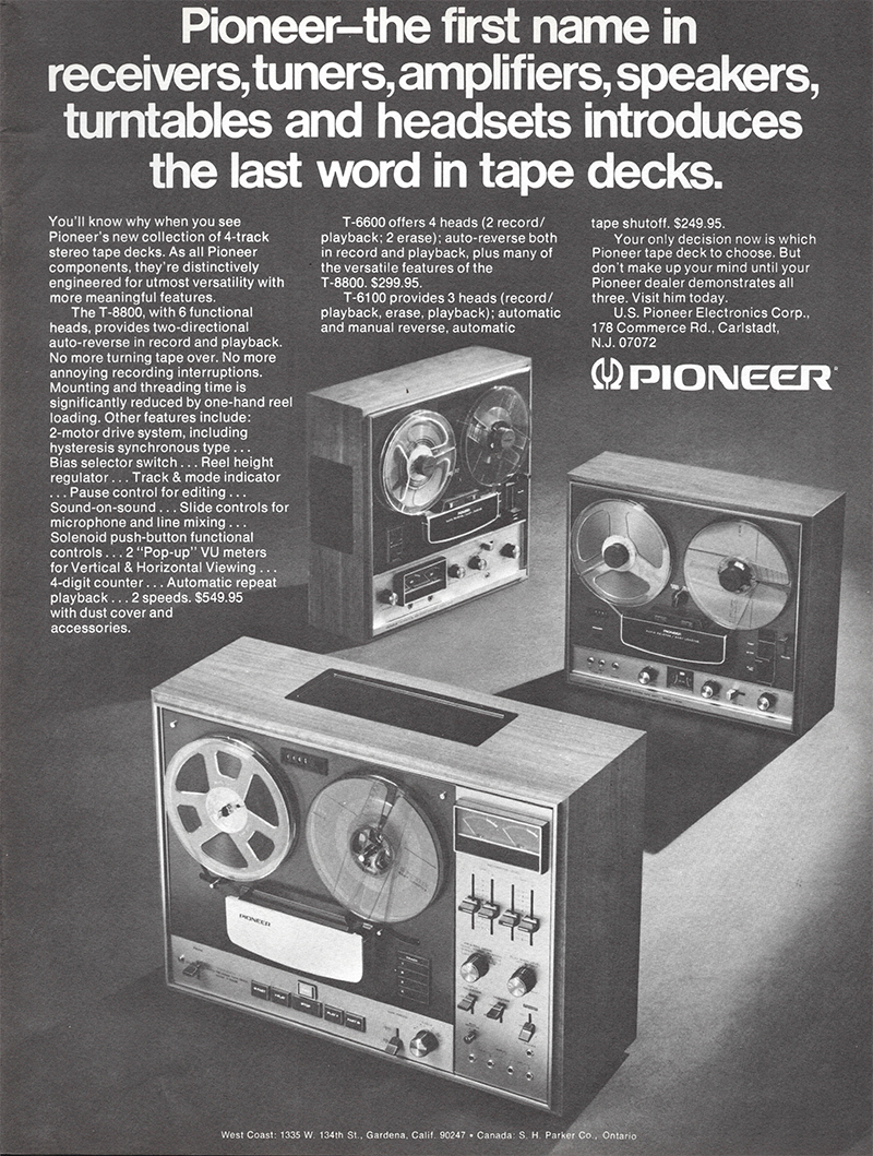 Pioneer advertisement in Audio, June 1971