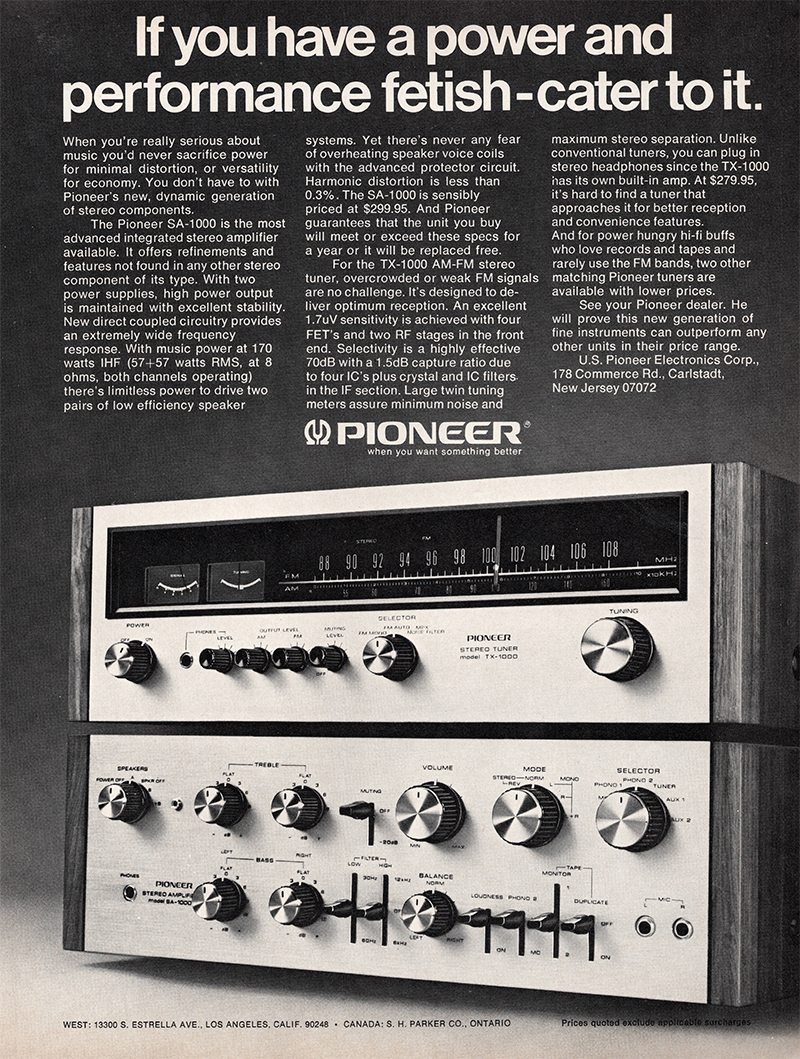 Pioneer advertisement in Audio, December 1971