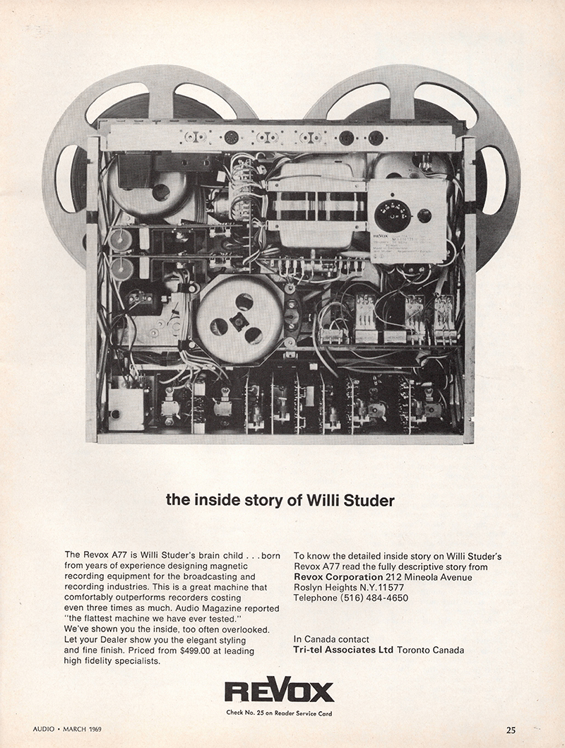 Revox advertisement in Audio, March 1969