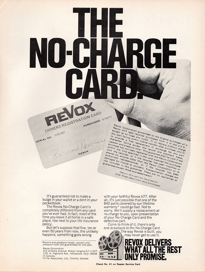 Revox advertisement in Audio, May 1971