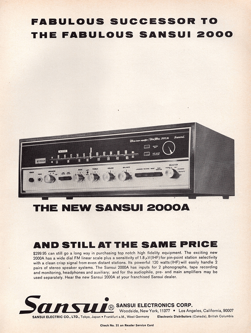 Sansui advertisement in Audio, November 1970