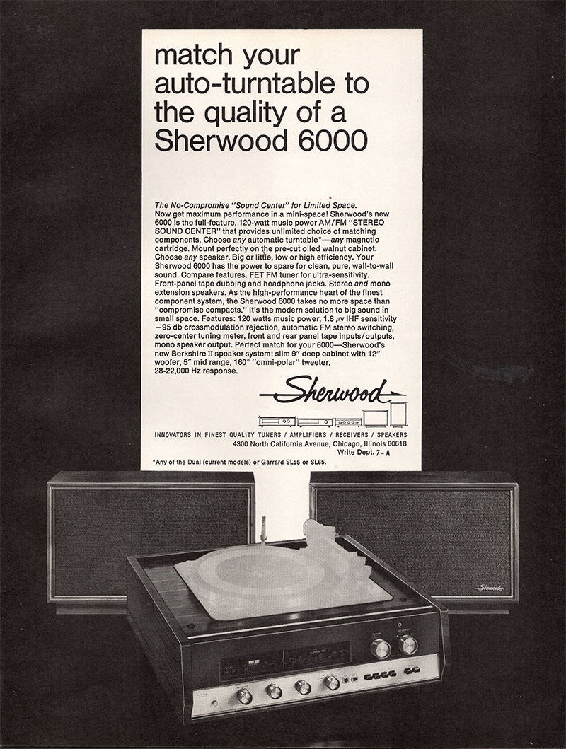 Sherwood advertisement in Audio, July 1969