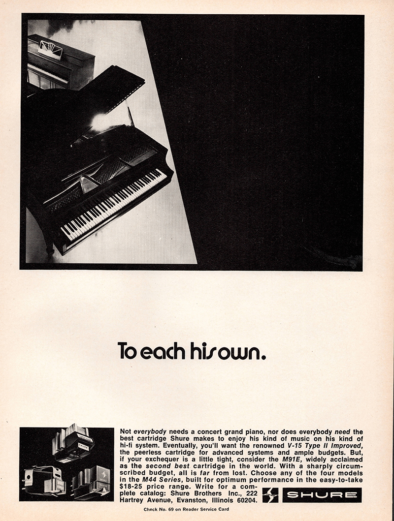 Shure advertisement in Audio, March 1971