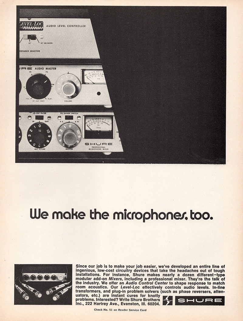 Shure advertisement in Audio, April 1971