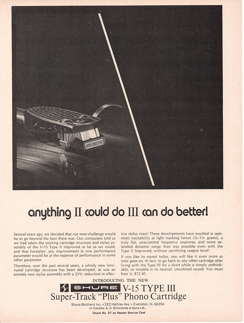 Shure advertisement in Audio, September 1973